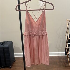 pink mini dress with ruffle detail